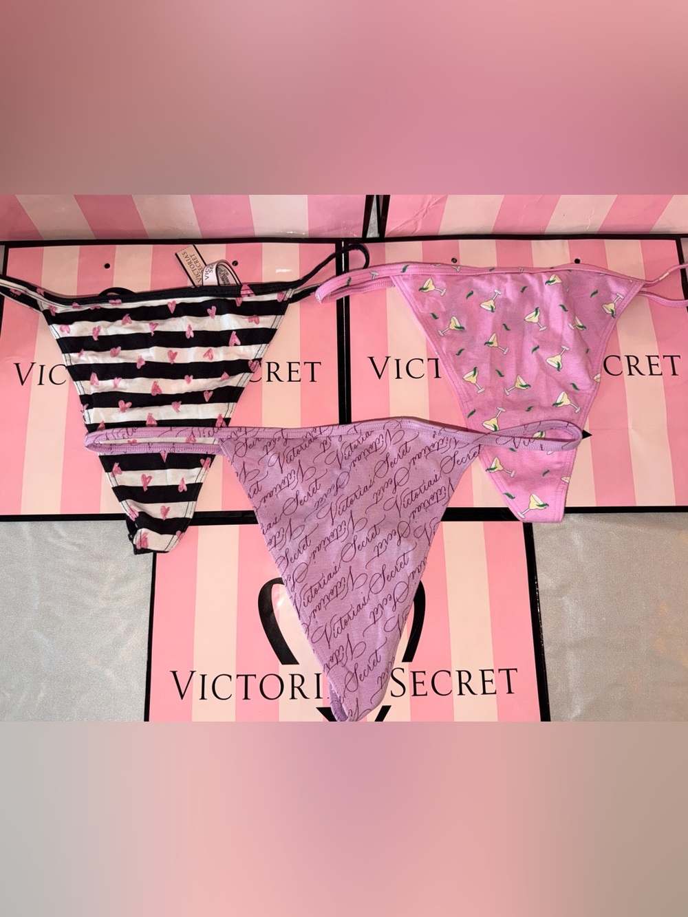 Victorias Secret Thong V String Cotton 3 pair
